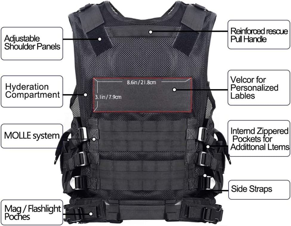 vAv YAKEDA Tactical Vest Outdoor Ultra-Light Breathable Training Airsoft Vest Adjustable for Adults