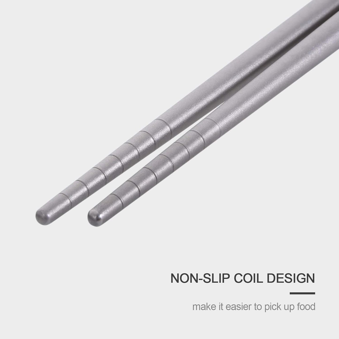 iBasingo Titanium Chopsticks Square Ultralight (15g) Skidproof Chinese Chopsticks for Camping, Travel & Home Use, Reusable Metal Utensil Durable Outdoor Cutlery (1 Pair Ti1001T)