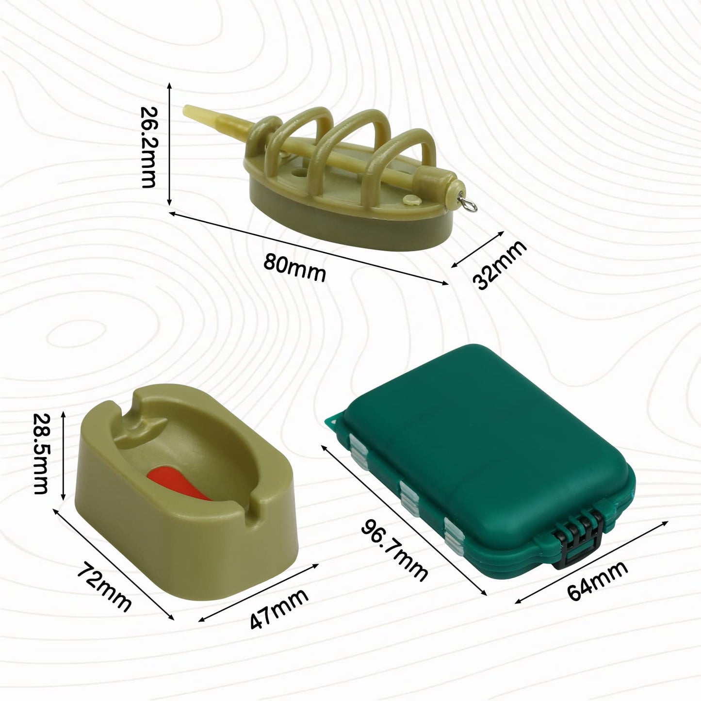 Fennoral 11PCS Carp Fishing Set - Inline Method Feeder with 2 Rubber Mould Accessories