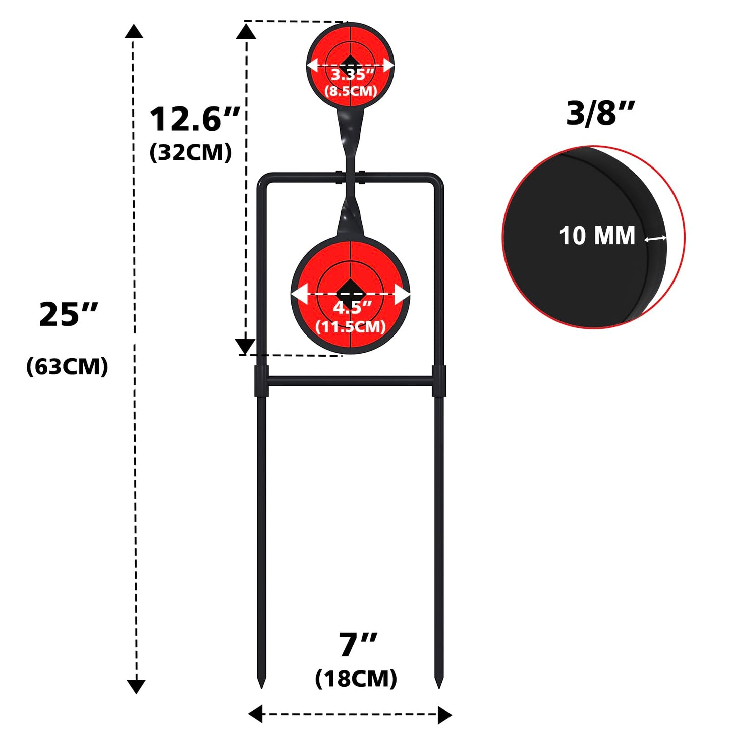 Atflbox Double Blast High Caliber Spinner Auto Reset Steel Target for Centerfire Handguns Up to .44 Magnum Outdoor Target Shooting