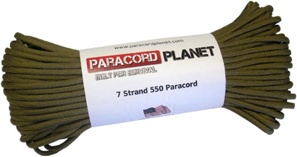 Paracord Planet 550 lb, 50' Foot Hank, Parachute Cord. Also Known as Paracord Rope, Parachute Rope, Utility Cord, Tactical Cord, and Military Cord. USA Made to Provide Durability and Strength.