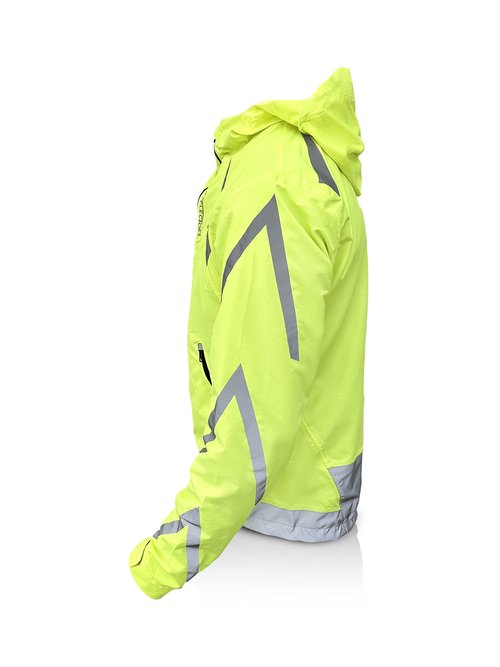 ReflecToes Reflective Windbreaker Jacket for Cycling and Running - High Visibility Cycling Jacket with Hood And Pit Vents (US, Alpha, XX-Large, Regular, Regular, Standard, Yellow)