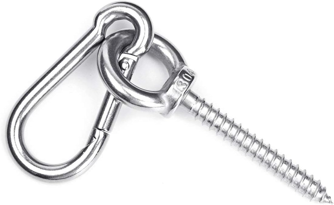 Hammock Hanging Kit, Load Capacity 1400 LBS, Stainless Steel Hooks Heavy Duty Carabiner Set for Hammock Yoga Swing Chair Hook for Indoor, Outdoor, Wall, Trees, Porch