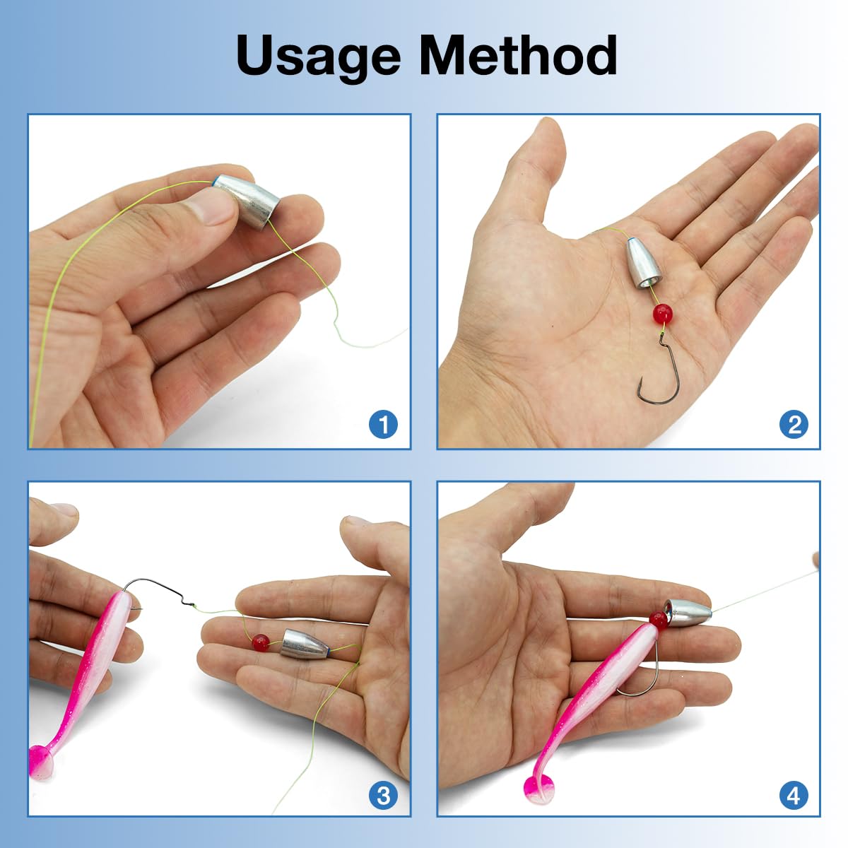 50pcs Bullet Fishing Sinkers Weights Built-in Plastic Core Texas Rig Carolina Rig Punching for Bass Fishing 1/8oz to 3/8oz (1/8oz(50Pack))