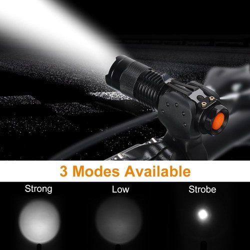 HERCHR LED Bike Light 260 Lumens Waterproof Bicycle Front Headlight 360°Telescopic Zoom Bike Light Adjustable Mountain Bicycle Light for Men Women Kids Road Mountain Cycling Black Bike Headlight