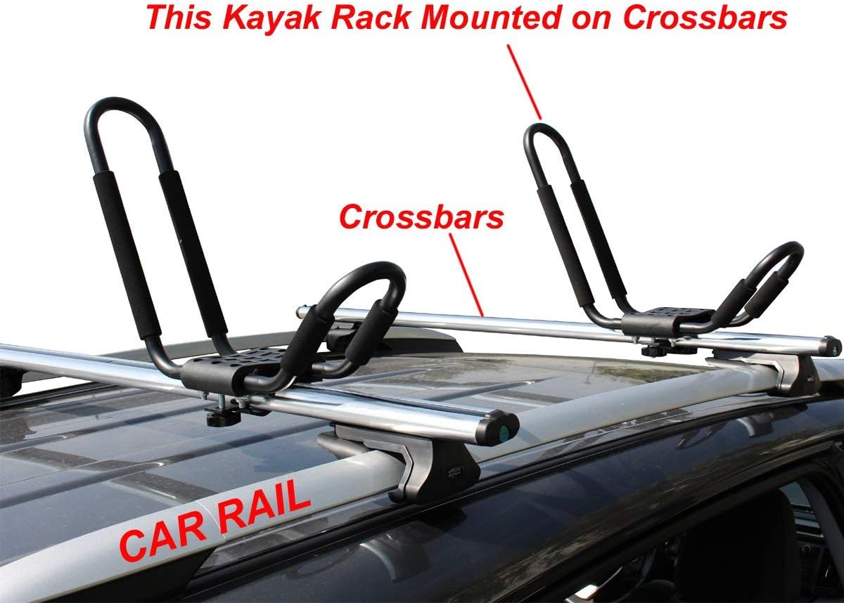 TMS J-Bar Rack HD Kayak Carrier Canoe Boat Surf Ski Roof Top Mounted on Car SUV Crossbar