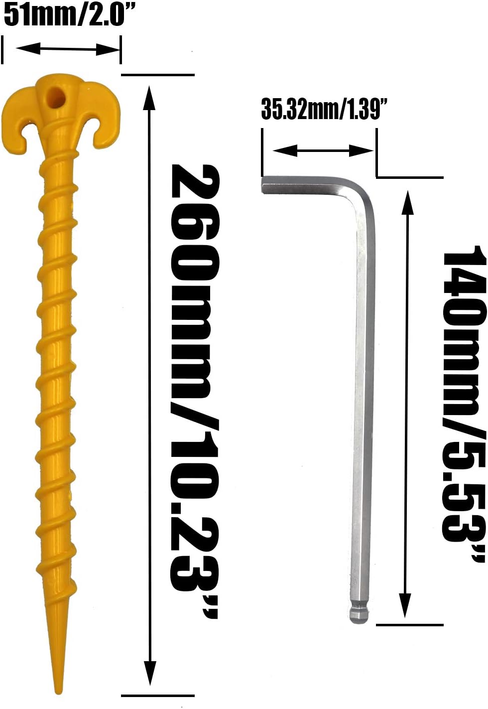 FGen 10pcs Threaded Nail Plastic Nail Tent Tent Canopy Picnic Mat Nail Stability Spiral Screw Assembly