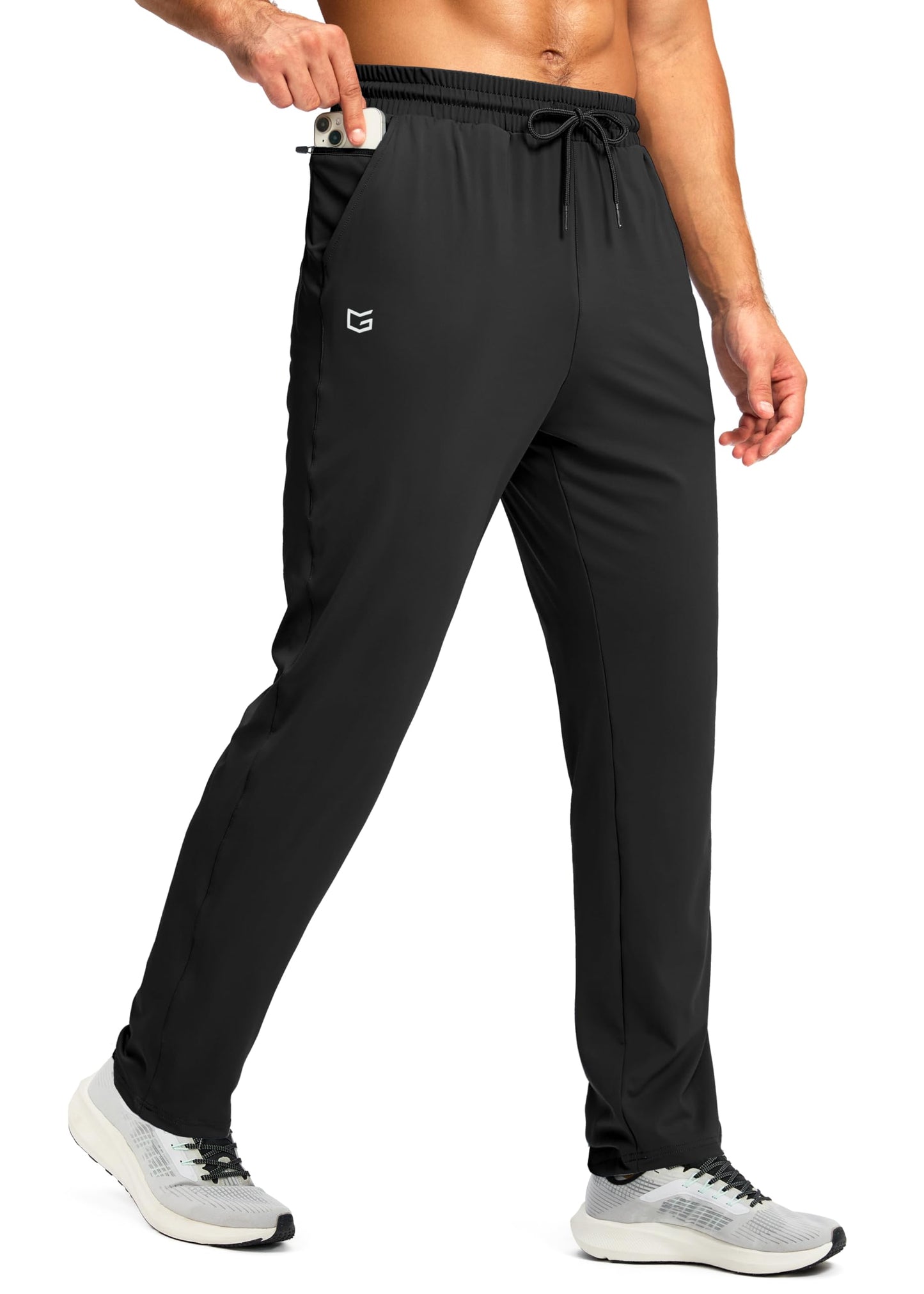 G Gradual Men's Sweatpants with Zipper Pocket Workout Athletic Track Pants Stretch Tapered Joggers for Gym Running Jogging(Black,XL)