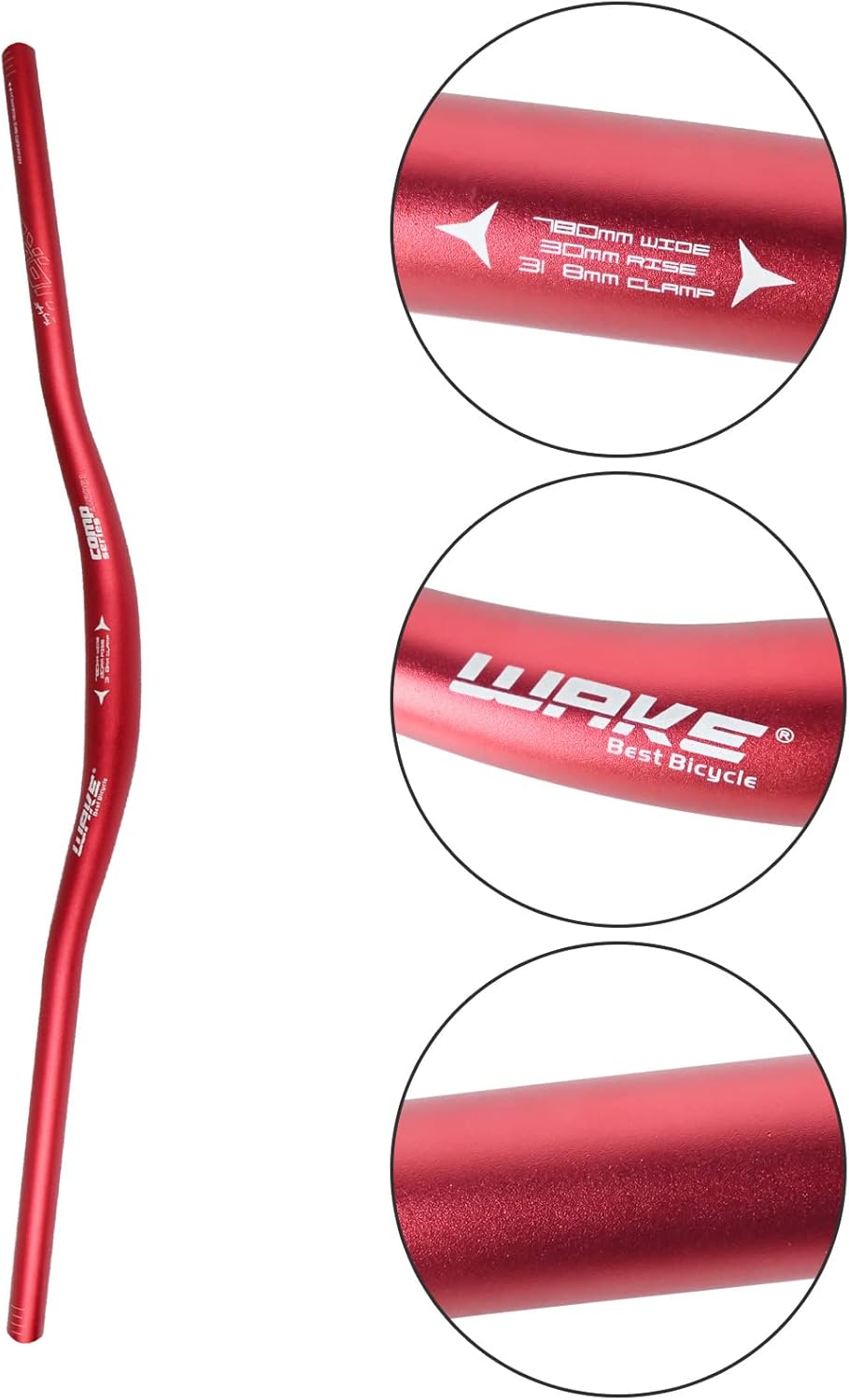 Wake Bicycle Handlebars 31.8 mm Mountain Bike Handlebar 720mm/780mm Aluminium Alloy MTB Handlebar Bicycle Riser Bars Extra Long Bicycle Handlebars for Downhill Cycling Racing