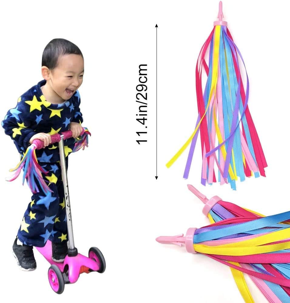 Kids Bike Bell & Streamers Set | 1 Bell & 2 Colorful Streamers | Pink, Red, Blue