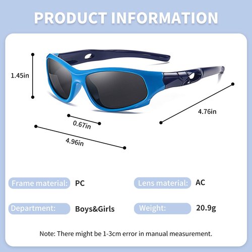 SooGree Kids Sports Polarized Sunglasses Cycling Baseball Shades Lightweight Frame UV400 Sunglasses for Boys Girls