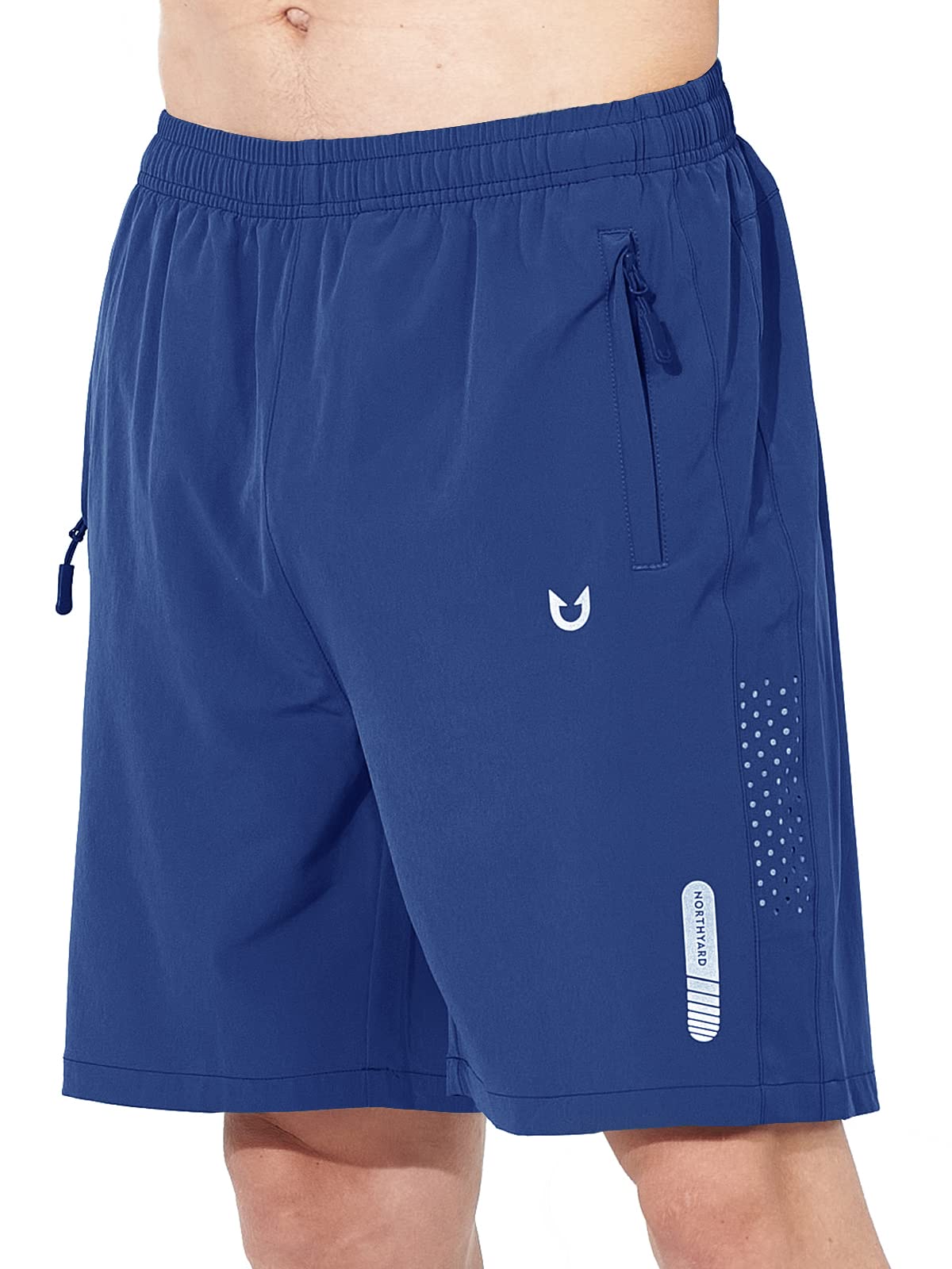 NORTHYARD Men's Athletic Running Shorts Gym Workout 7"/9"/5" Quick Dry Lightweight Sports Basketball Tennis 3 Zipper Pockets RoyalBlue M
