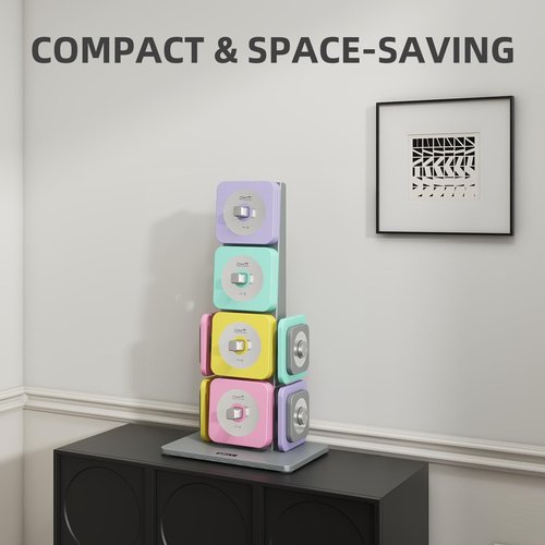 DHT Adjustable Dumbbells, Dumbbell Sets with Rack, Free Weights Dumbbells Set, All-Purpose Fitness, Anti-Rolling, Weights Set for Gym, Home, Office, 2.2-22 lbs, 1 Set Macaron
