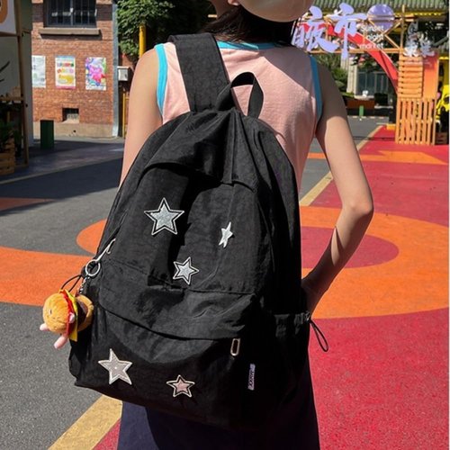 SIFRTOA Grunge Backpack with Adorable Accessory Aesthetic Backpack Cute Backpacks Waterproof (Black)