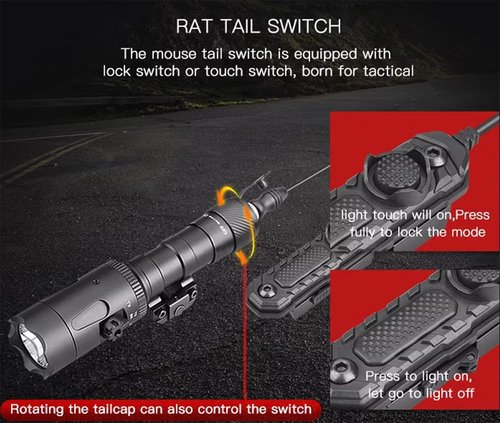 SLMID Laser Light Combo, 1200 Lumens Tactical Flashlight with Double Pressure Switch, 3 Programmable Modes, Green Beam Sight and Picatinny Mounted