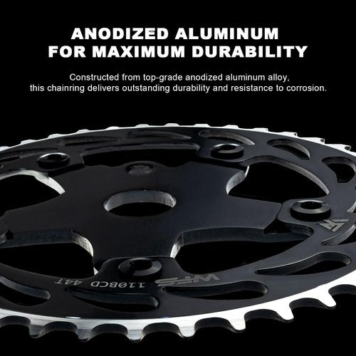 WFS Pulsar Chainring w/Spider Sprocket 44T 1/8" 110mm BCD 5 Arm Hole Old School BMX, Black, WFS3080-BO