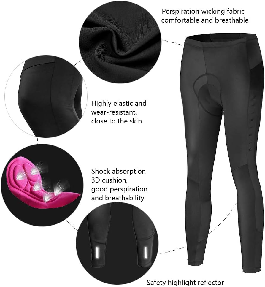 Mysenlan Women's Cycling Long Sleeve Breathable Jersey Set 3D Padded Long Pants Bike Shirt Bicycle Tights Clothing