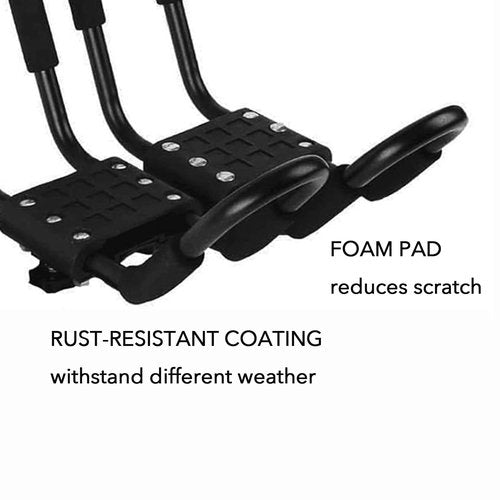 KZU 2 PCS Kayak Roof Rack, Surf Board Carrier, Canoe, Surf Board, Ski Board, Snow Board Holder on Roof Top, Mount Racks for Car, Truck J Bar with 4 pcs Tie Down Straps, NJD423