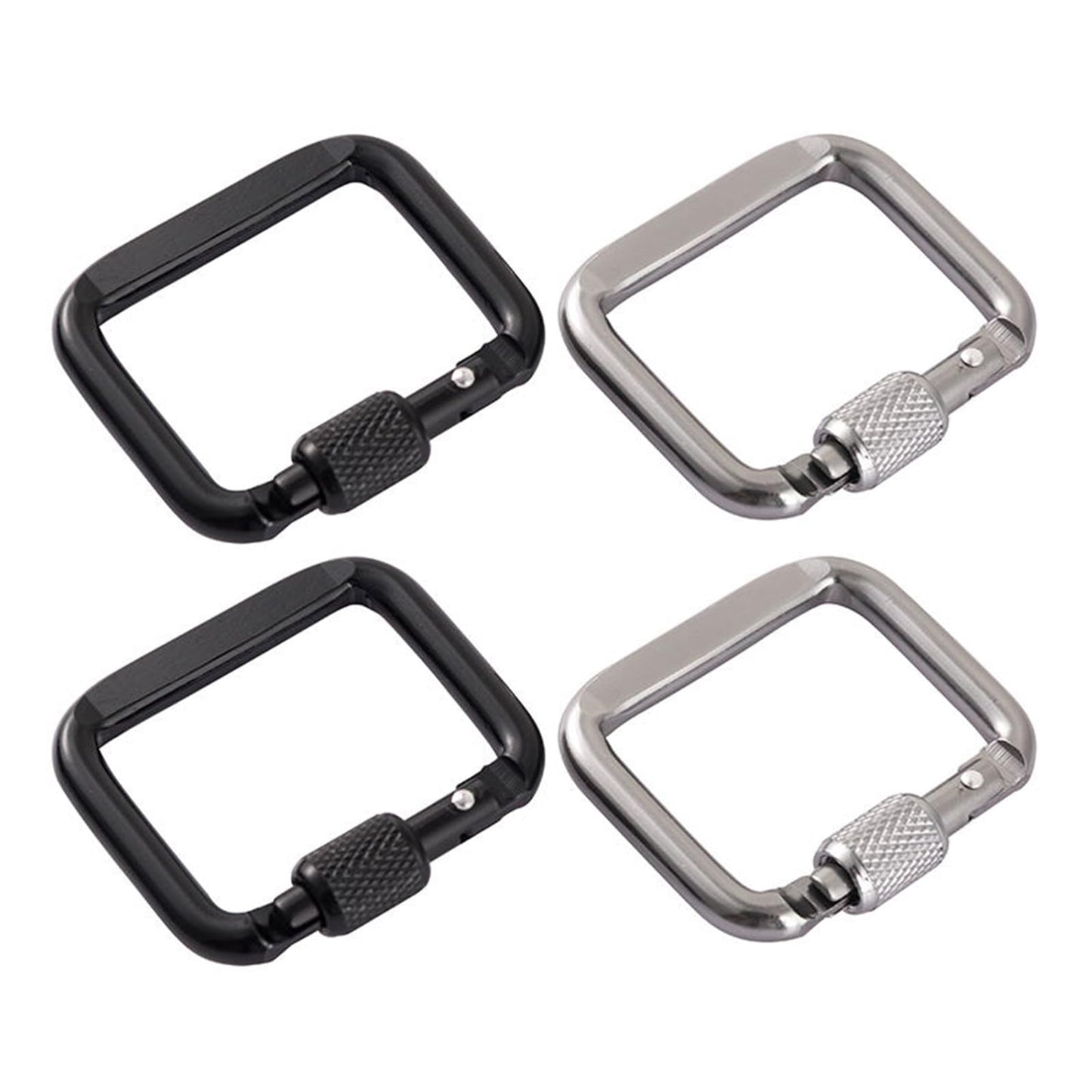 4pcs Square Carabiner, Aluminum Alloy Super Strong Outdoor Square Carabiner Screw Hook Equipment, Buckle Outdoor Hiking Clasp Carabiner for Outdoor Trigger