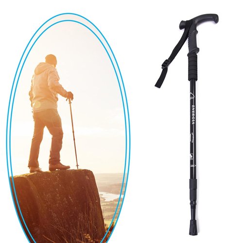 ThreeH Pair of 2 Anti Shock Walking Cane Trekking Poles T Handle Anti-Slip Walking Sticks Portable Lightweight Adjustable Hiking Poles for Men Women Blue