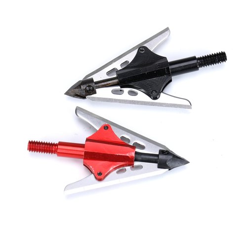 KTGCOZS Pack of 3 Replacement New BloodRunner Broadheads 100Gr 2 Spring Slide Retractable Blade Arrow Tips (Red)
