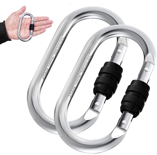 EZYA Carabiner Clips Heavy Duty 25KN/5600LB - 4.3" Large Caribiniers for Hammocks, Rigging, Gym, Yoga - Steel Caribeana, 2PCS