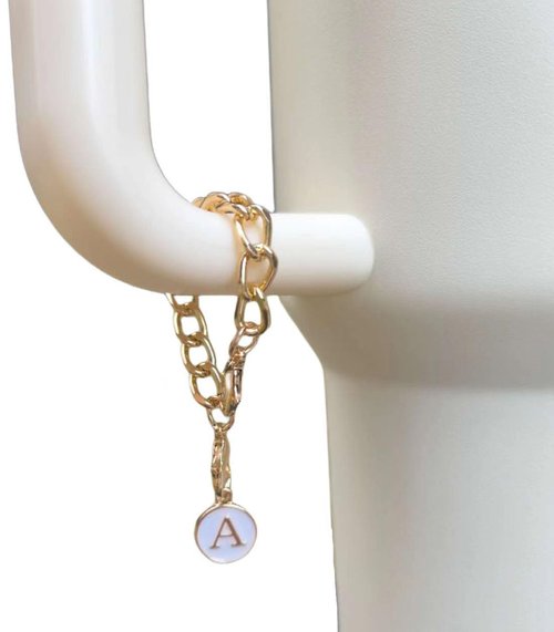 EAYOK Stanley Cup Charms for Handle, 2PCS Letter Charms Accessories Initial Name ID Personalized Identification Stanley Handle Charm, Stanley Initial Letter Chain Keychain Charm for Stanley Tumbler