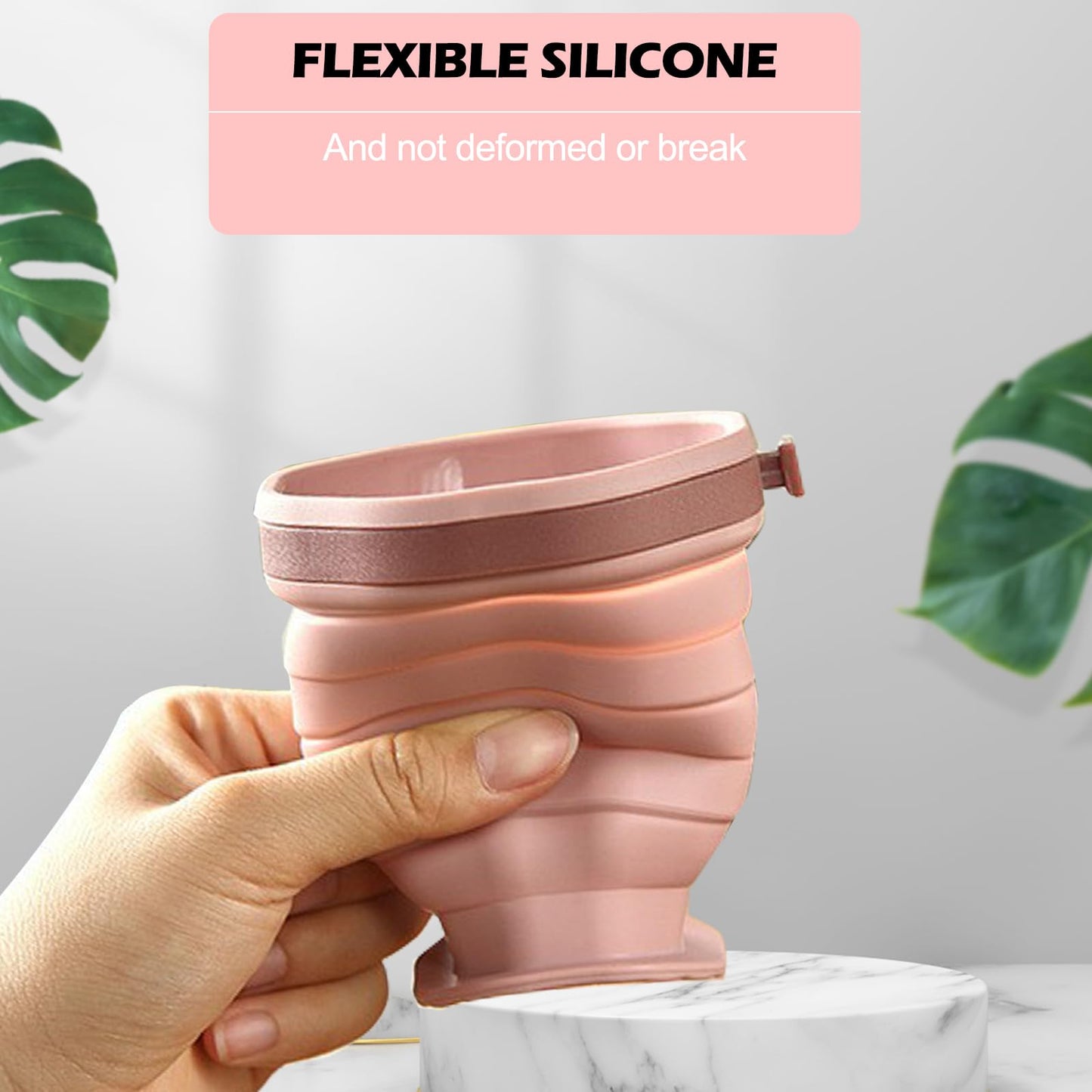 ABSOK Pack of 2 foldable silicone cups, foldable travel cups with plastic lids, reusable portable cup set suitable for camping and hiking