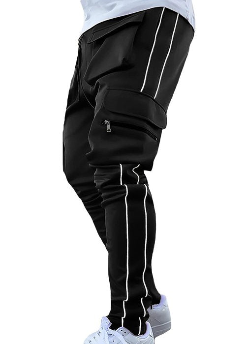 MECH-ENG Men's Workout Tapered Jogger Pants Casual Hip Hop Cargo Pants Punk Streetwear Sweatpants(Black X-Small)
