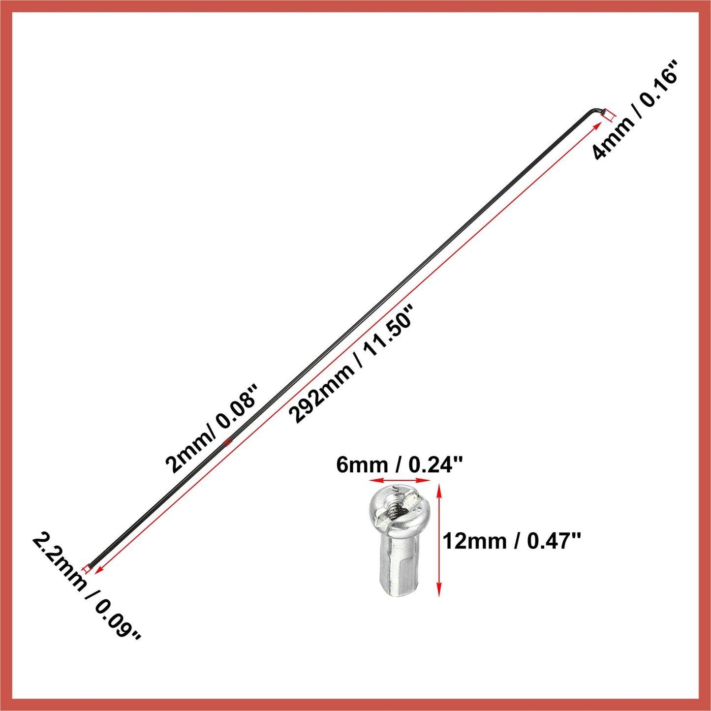 ACROPIX 40 Pcs Bicycle Steel Spokes 14G Bike Spoke 292mm Length with Nipples for Most Bicycle Car Parts
