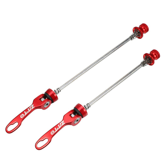 X AUTOHAUX 2 Pcs Bike Bicycle Quick Release Axles Skewers Lever Front Rear Bike Axle Wheel Hub 15cm 5.91" 18.5cm 7.28" Red for MTB Moutain Road Bike