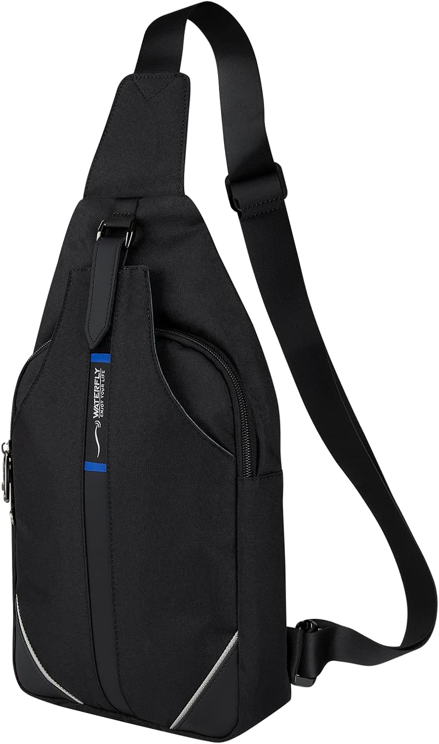 WATERFLY Small Crossbody Sling Backpack Anti Theft Backpack for Traveling Chest Bags for Men&Women Multipurpose Casual Daypack Hiking Shoulder Bag (Black)
