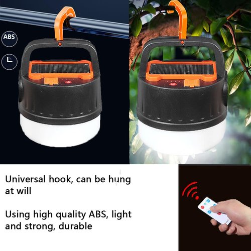Camping Tent Light LED Solar Lantern Bulb with Remote Control Hanging Waterproof Rechargeable 5000LM Flashlight Portable 5 Lighting Modes 4 Power Display Outdoor Hurricane Power Outage 1 Pack