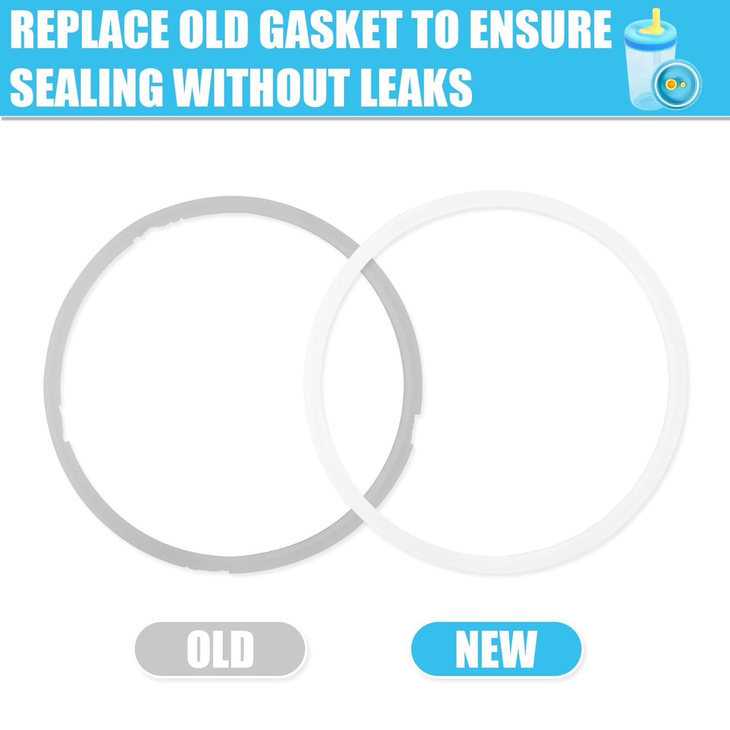 6pcs Replacement Rubber Gaskets for Zak Designs Kelso 15 oz, Leak Proof Silicone Cup Lid Gasket Sealing Ring Accessory for Zak Water Bottle, BPA-Free