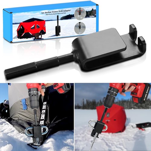 Huntury Ice Anchor Power Drill Adapter for Ice Fishing Shelter, Ice Anchor Adapter for Ice Tent, Ice Fishing Accessories, Ice Shelter Accessories