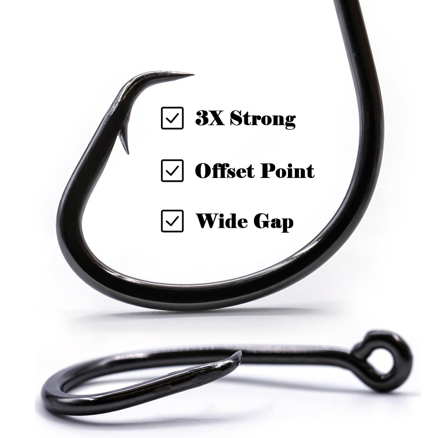 FishTrip Circle Hooks Saltwater for Catfish - 25pcs Offset 3X Strong Fishing Hook Wide Gap for Live Bait,Size 4/0