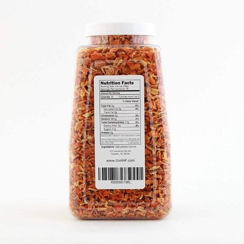Harmony House Foods Dehydrated Diced Carrots - Air Dried Vegetables for Soup and Cooked Dishes, Great for Camping, Survival, and Backpacking, 15 Ounce Jar
