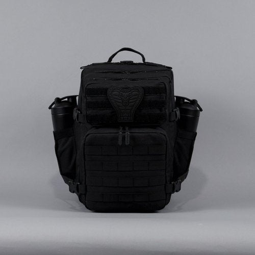 WOLFpak 35L Athletic Gym Backpack - Durable 1000D Waterproof Oxford Material with MOLLE Webbing, Laptop Pocket & Dual Cup Holders, Durable Fitness/Travel/Military Daypack (Black Venom)