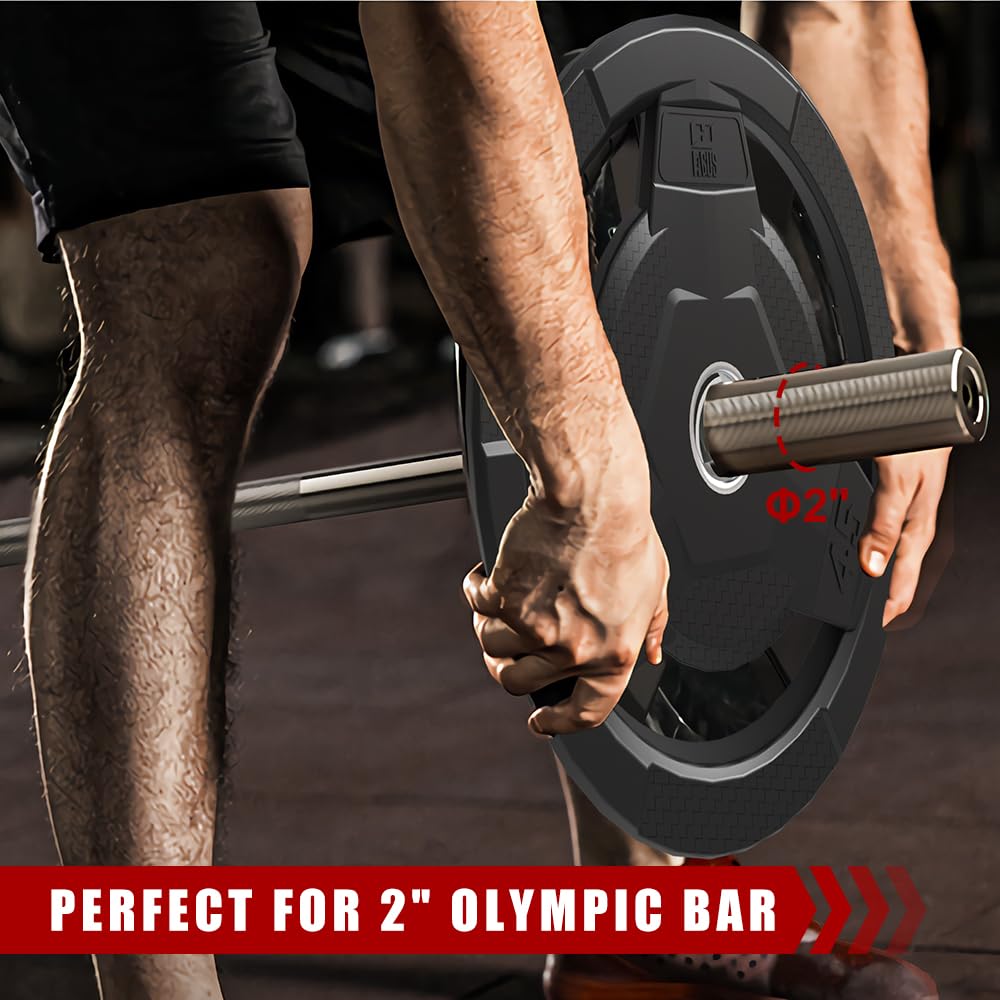 FAGUS H Weight Plate 2-Inch Rubber Coated Olympic Grip Plate for Barbell,Solid Cast Iron Weight Plates for Strength Training,Weightlifting,Crossfit,Home Gym,2.5LB Pair