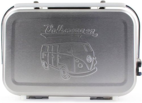 BRISA VW Collection - Volkswagen Portable Suitcase Grill with Grill Grate, Charcoal Catcher & Stainless Steel Handle in T1 Bus Design (Silhouette/Silver)