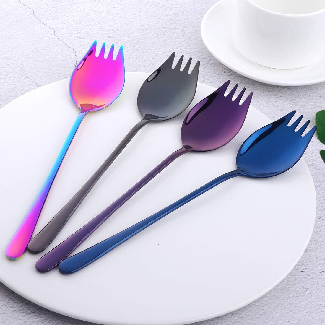 7-pack 8.5 INCH 18/10 Stainless Steel Spoon Sporks for Household Use Camping Travel Hiking