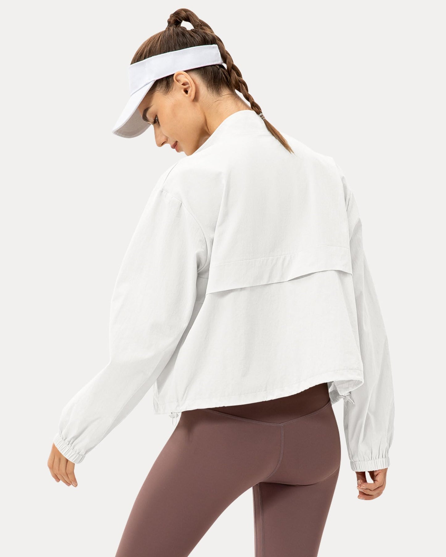 Locachy Women's Lightweight Zip Up Athletic Jacket Stand Collar Windproof Sun Protection Workout Outdoor Jacket White S