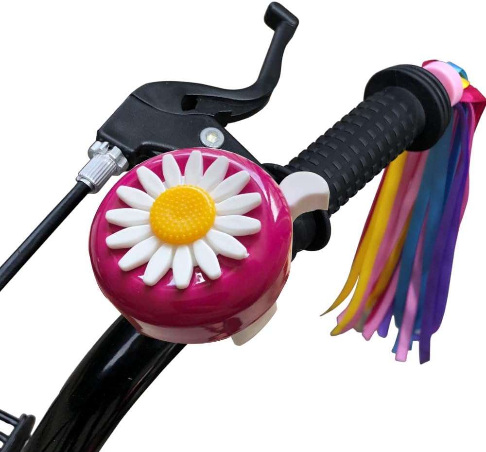 Kids Bike Bell & Streamers Set | 1 Bell & 2 Colorful Streamers | Pink, Red, Blue