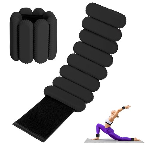 Wrist Ankle Weights for Women, Adjustable Ankle Weights Strength Training Silicone Bracelets Workout Wrist Ankle Weights for Men Women Yoga Running Dance Ankle Arm Leg Weights (2lb) (Black)