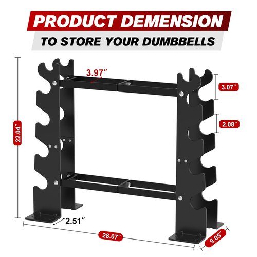 Dumbbell Rack Stand Only, Weight Rack for Dumbbells Strength Training Dumbbell Racks Red and Black 5 Tier 450LBS Capacity Weight Rack for Home Gym Weight Storage Organizer Racks, Suitable for 8-30 LBS (Black)