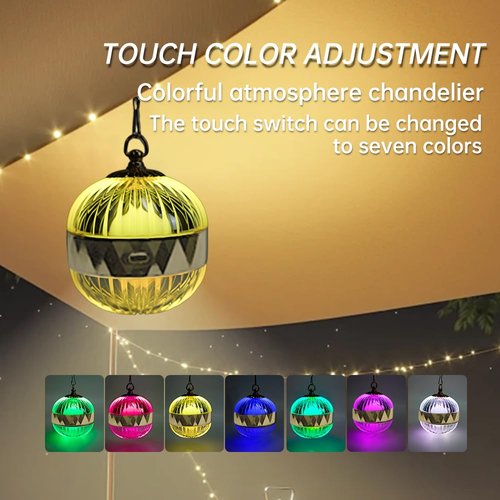 LED Camping Tent Lantern,Decorative Lights,Rechargeable & Portable Tent Light,90LM,7 Light Modes,2000mAh Power,Night Light Gifts for Birthday Bedroom,Party,Room Decor.