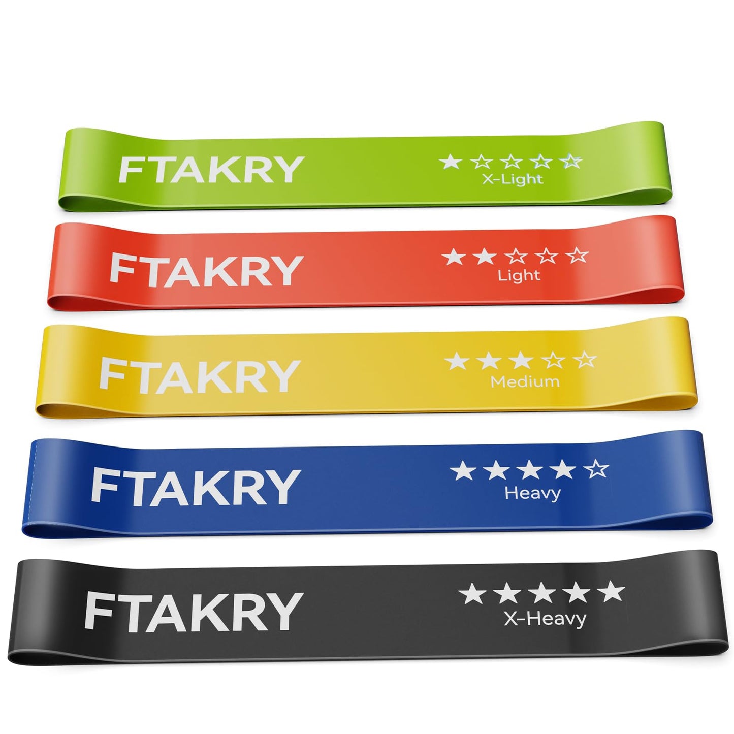 FTAKRY Resistance Bands for Working Out, Exercise Bands with 5 Resistance Levels, Natural Latex Resistance Bands Designed for Home Fitness, Strength Training and Flexibility Exercises (Assorted)