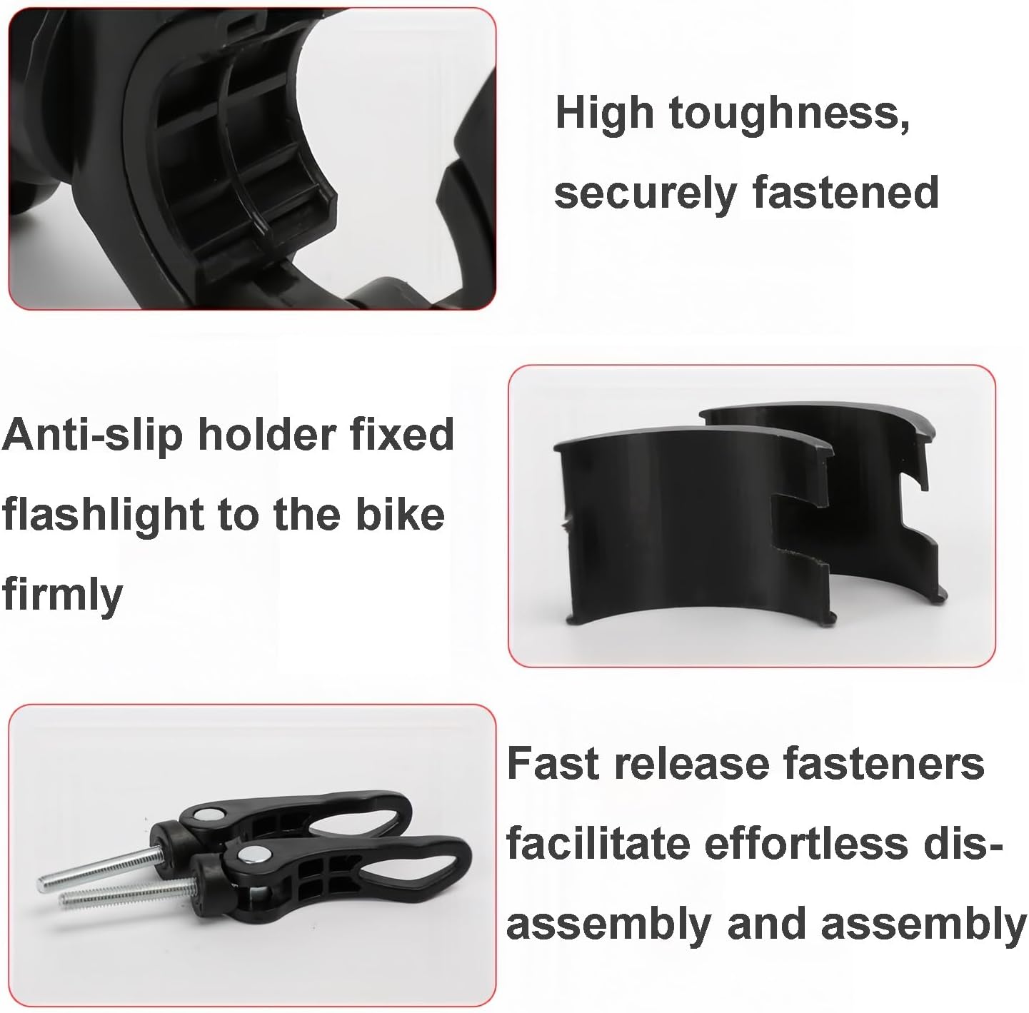 [2 Pack] Vonpri Flashlight Holder, Mount Bicycle Mounting Bracket Flashlight Holder Torch Clip 360º Rotation