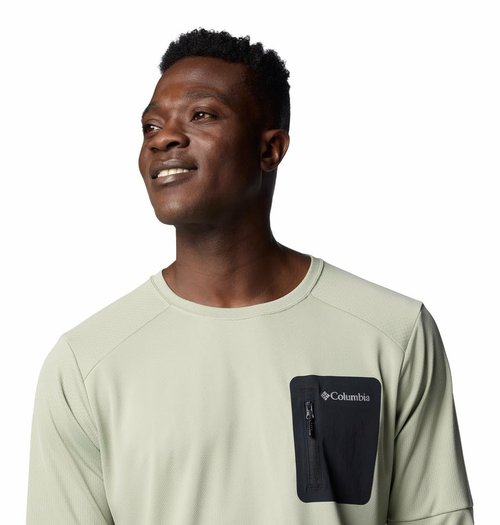Columbia Men's Standard Tech Knit Long Sleeve Crew, Safari/Black