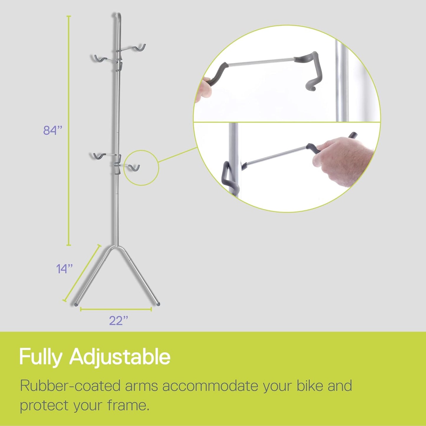 Delta Cycle Michelangelo 2 Bike Storage Rack - Gravity Fully Adjustable Bike Rack Garage For Road, MTB, and Hybrid Bicycles - Vertical Bike Rack Holds Up To 80 lbs